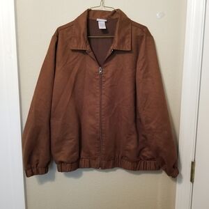Vicki Wayne Faux Suede Long Sleeve Brown Light Weight Jacket, Size 12P RN 81700